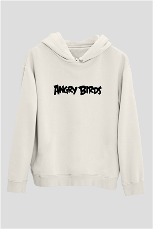 Angry Birds Beyaz Unisex Kapşonlu Sweatshirt