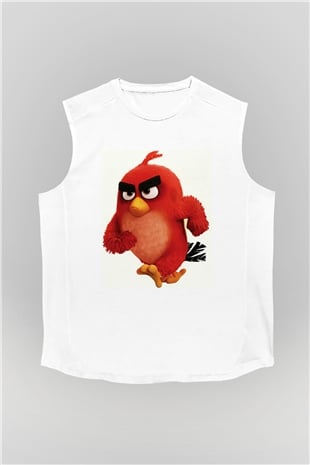 Angry Birds Beyaz Unisex Kolsuz Tişört