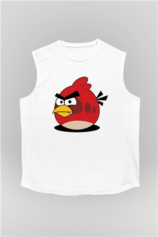 Angry Birds Beyaz Unisex Kolsuz Tişört