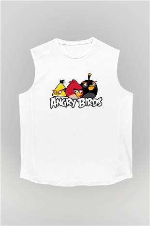 Angry Birds Beyaz Unisex Kolsuz Tişört