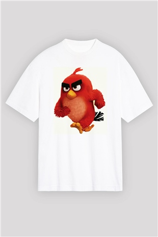 Angry Birds Beyaz Unisex Oversize Tişört T-Shirt
