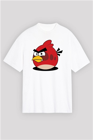 Angry Birds Beyaz Unisex Oversize Tişört T-Shirt