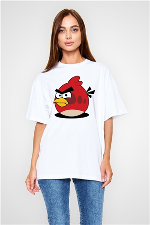 Angry Birds Beyaz Unisex Oversize Tişört T-Shirt