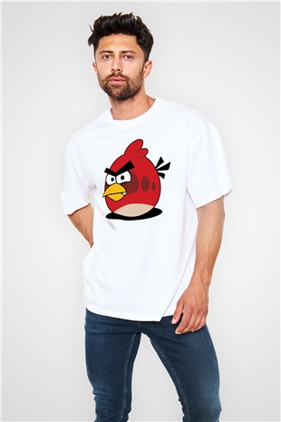 Angry Birds Beyaz Unisex Oversize Tişört T-Shirt