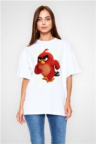 Angry Birds Beyaz Unisex Oversize Tişört T-Shirt