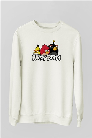 Angry Birds Beyaz Unisex Sweatshirt