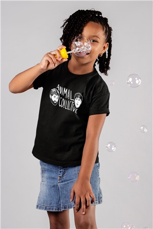 Animal Collective Baskılı Siyah Unisex Çocuk Tişört