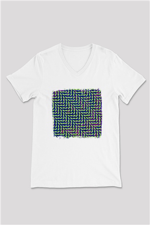 Animal Collective Baskılı Unisex Beyaz V Yaka Tişört
