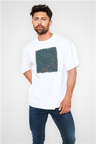 Animal Collective Baskılı Unisex Beyaz Oversize Tişört