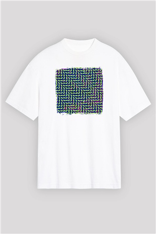 Animal Collective Baskılı Unisex Beyaz Oversize Tişört