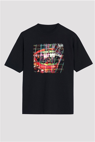 Animal Collective Baskılı Unisex Siyah Oversize Tişört