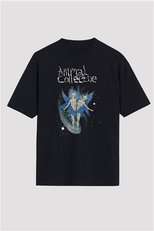 Animal Collective Siyah Unisex Oversize Tişört T-Shirt