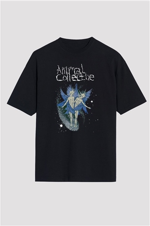 Animal Collective Siyah Oversize Tişört Oversize T-shirt - TişörtFabrikası