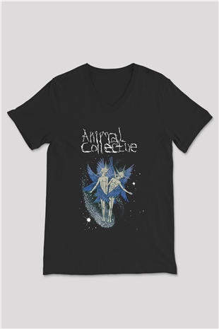 Animal Collective Siyah Unisex V Yaka Tişört T-Shirt