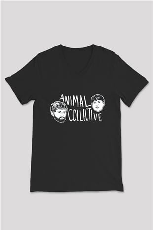 Animal Collective Siyah Unisex V Yaka Tişört T-Shirt