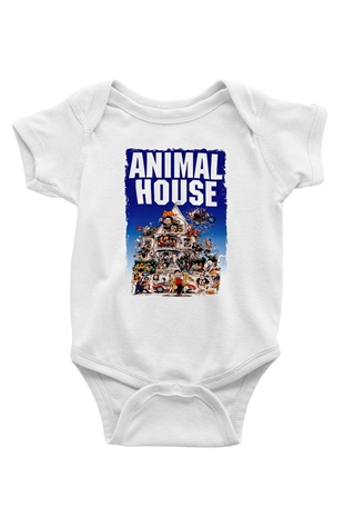 Animal House Beyaz Bebek Body - Zıbın