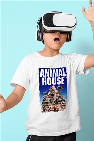 Animal House Beyaz Unisex  Çocuk Tişört