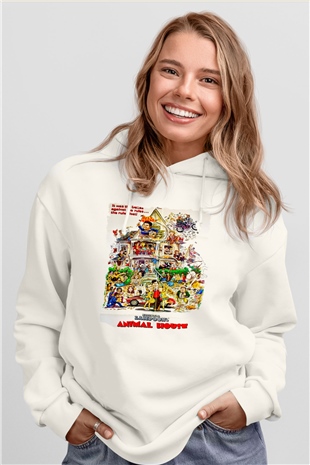 Animal House Beyaz Unisex Hoodie