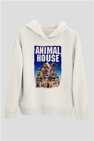 Animal House Beyaz Unisex Hoodie