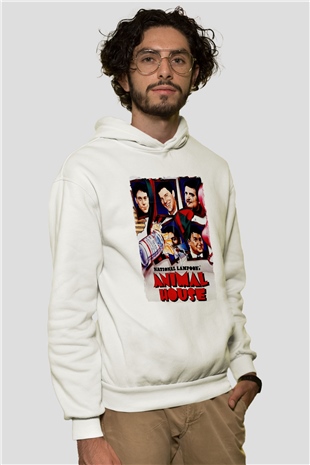 Animal House Beyaz Unisex Hoodie