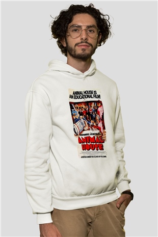 Animal House Beyaz Unisex Hoodie