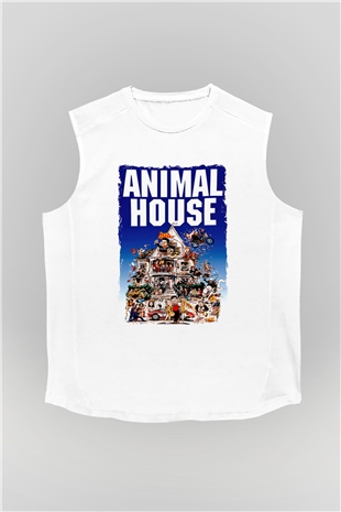 Animal House Beyaz Unisex  Kolsuz Tişört