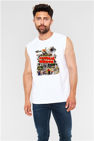 Animal House Beyaz Unisex  Kolsuz Tişört