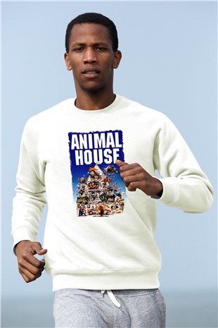 Animal House Beyaz Unisex  Sweatshirt