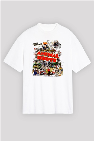 Animal House Beyaz Oversize Tişört