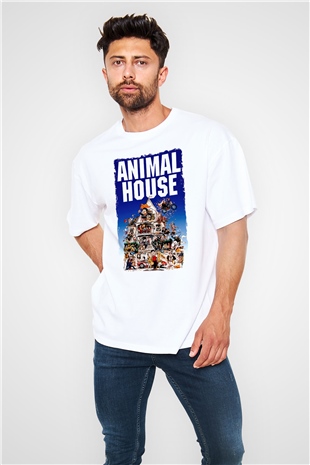 Animal House Beyaz Oversize Tişört