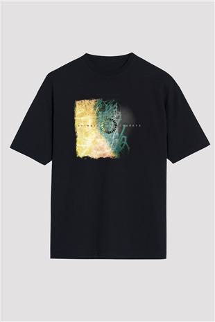 Animals as Leaders Baskılı Unisex Siyah Oversize Tişört