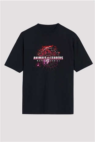 Animals as Leaders Baskılı Unisex Siyah Oversize Tişört