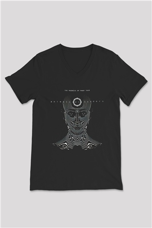 Animals as Leaders Siyah Unisex V Yaka Tişört T-Shirt