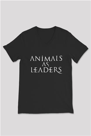 Animals as Leaders Siyah Unisex V Yaka Tişört T-Shirt