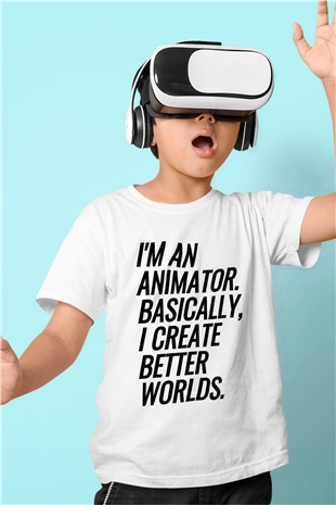 Animatör Beyaz Unisex Çocuk Tişört