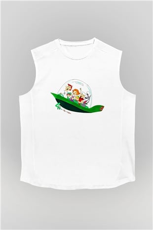 Animatör Beyaz Unisex Kolsuz Tişört