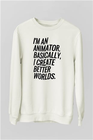 Animatör Beyaz Unisex Sweatshirt