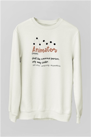 Animatör Beyaz Unisex Sweatshirt