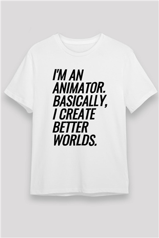 Animatör Beyaz Unisex Tişört T-Shirt - TişörtFabrikası