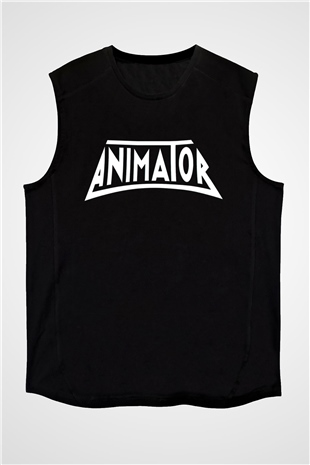 Animatör Siyah Unisex Kolsuz Tişört