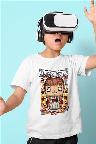 Annabelle Baskılı Unisex Beyaz Çocuk Tişört