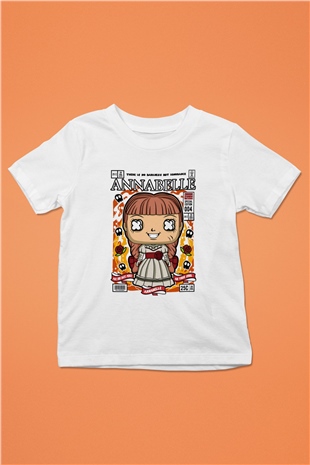 Annabelle Baskılı Unisex Beyaz Çocuk Tişört