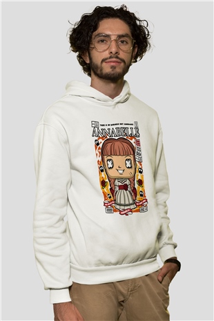 Annabelle Baskılı Unisex Beyaz Hoodie
