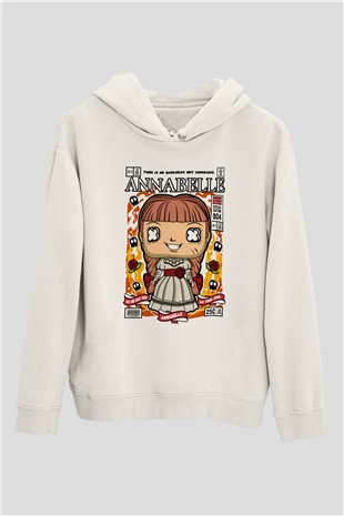 Annabelle Baskılı Unisex Beyaz Hoodie