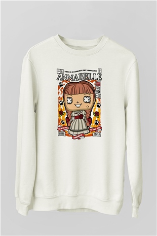 Annabelle Baskılı Unisex Beyaz Sweatshirt