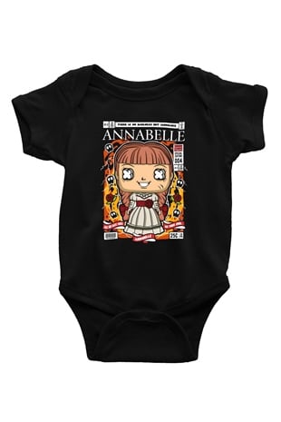 Annabelle Baskılı Unisex Siyah Bebek Body - Zıbın