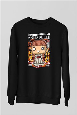 Annabelle Baskılı Unisex Siyah Sweatshirt