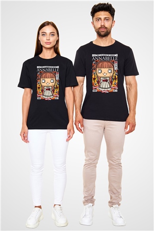 Annabelle Baskılı Unisex Siyah Tişört