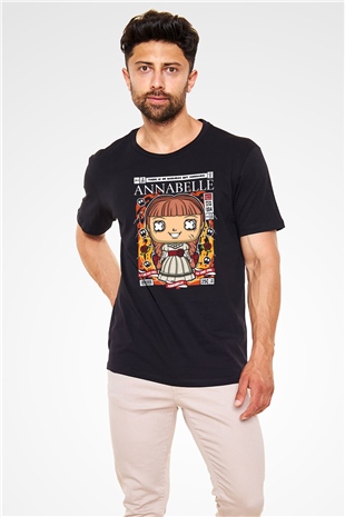 Annabelle Baskılı Unisex Siyah Tişört