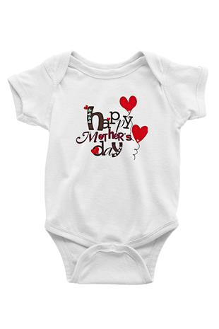Anneler Günü Baskılı Beyaz Unisex Bebek Body - Zıbın